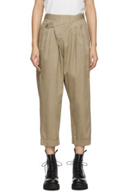 R13 - Tan Triple Pleat Cross-Over Trousers