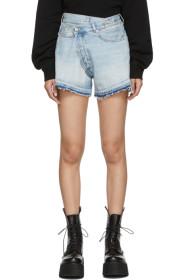 R13 - Blue Denim Cross-Over Shorts