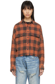 R13 - Red Plaid Cropped Word Shirt