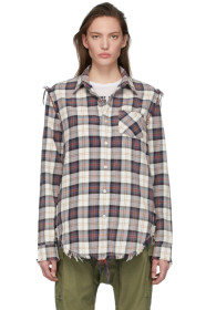 R13 - Off-White Plaid Shredded Seam Shirt