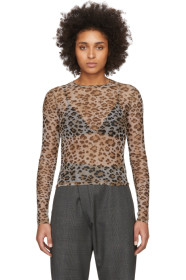 R13 - Beige Mesh Leopard Long Sleeve T-Shirt