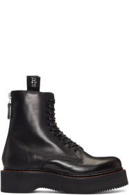 R13 - Black Single Stacked Platform Lace-Up Boots