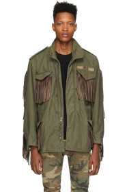 R13 - Green Repurposed Fringe M65 Jacket