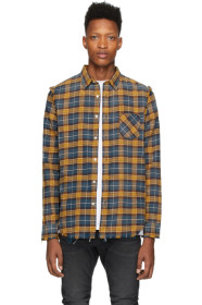 R13 - Blue & Yellow Shredded Seam Shirt