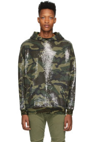 R13 - Green Camouflage Sequined Hoodie