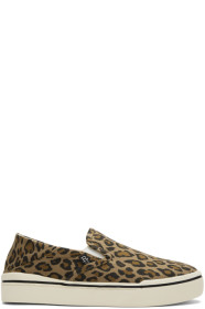 R13 - Tan Leopard Slip-On Sneakers