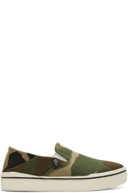R13 - Green Camo Slip-On Sneakers