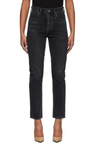 Citizens of Humanity - Black Charlotte High-Rise Straight Jeans