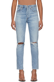 Citizens of Humanity - Blue Liya High-Rise Classic Fit Rip Jeans