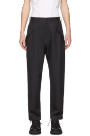 Sulvam - Black Wool No Tuck Trousers