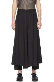 Sulvam - Black Wool Skirt Trousers
