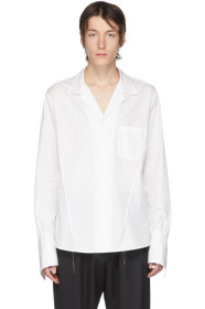 Sulvam - White Poplin Open Collar Shirt