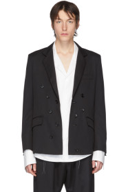Sulvam - Black Wool Double-Breasted Blazer