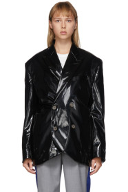 ADER error - Black Coated Double-Breasted Blazer