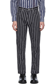 Daniel W. Fletcher - Jean rayé bleu marine et blanc Woolmark