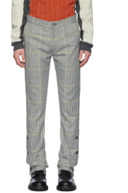 Daniel W. Fletcher - 灰色 Woolmark 格纹开衩长裤