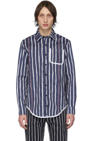 Daniel W. Fletcher - 海军蓝 Woolmark 条纹衬衫