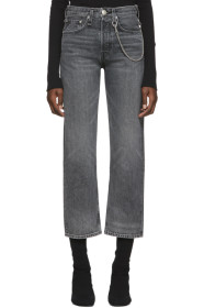 rag & bone - Black Faded Maya High-Rise Ankle Jeans