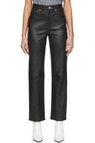 rag & bone - Black Leather Jane Super High-Rise Cigarette Trousers