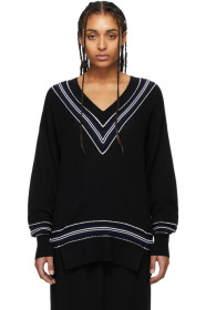rag & bone - Black Merino Dianna V-Neck Sweater