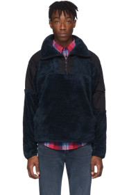 rag & bone - Navy & Black Fleece Logan Pullover