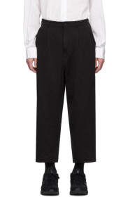 Comme des Garçons Homme - 黑色成衣染色亚麻斜纹长裤