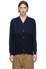 Comme des Garçons Homme - 海军蓝精纺羊毛开衫