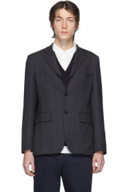 Comme des Garçons Homme Deux - グレー ウール チェック ブレザー