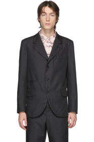 Comme des Garçons Homme Deux - ブラック テクスチャ ヘリンボーン ブレザー
