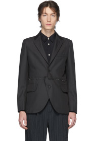 Comme des Garçons Homme Deux - ブラック ヘリンボーン Unraveled ブレザー