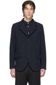 Comme des Garçons Homme Deux - ネイビー テクスチャ ドビー ブレザー