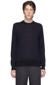Comme des Garçons Homme Deux - ネイビー ウーステッド ウール セーター