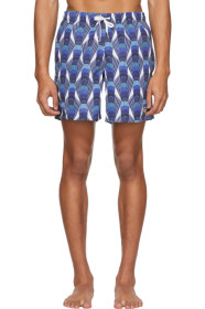 Bather - Blue Geometric Art Deco Swim Shorts