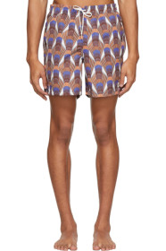 Bather - Orange Geometric Art Deco Swim Shorts