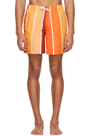 Bather - Orange Striped Gradient Swim Shorts