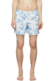 Bather - Blue & White Toile Swim Shorts