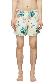 Bather - Beige Hawaiian Tiger Swim Shorts