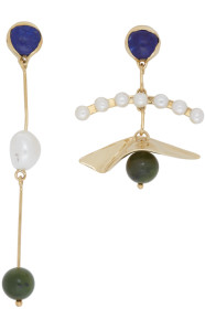 Faris - Gold Mismatched Plie Earrings