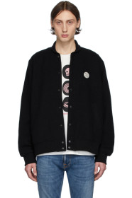 Nudie Jeans - Blouson aviateur en molleton noir Bengan