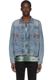 Nudie Jeans - Blouson en denim bleu Vinny Flower