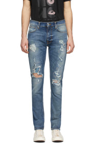 Nudie Jeans - Blue Distressed Lean Dean Jeans