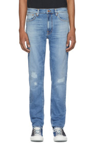Nudie Jeans - Jean bleu Lean Dean Repairs