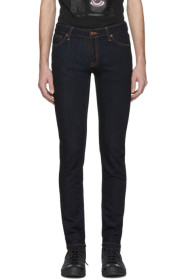Nudie Jeans - Jean bleu Skinny Lin Dry Deep Orange