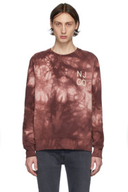 Nudie Jeans - Pull molletonné à motif tie-dye mauve Melvin