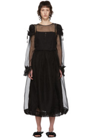 Renli Su - Black Silk Sheer Puffed Dress