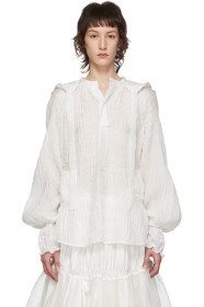 Renli Su - White A Shape Hooded Blouse
