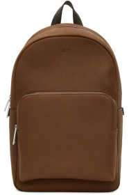 Boss - Sac à dos en cuir brun Crosstown