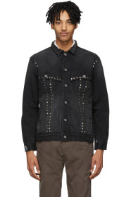 Billy - Black Denim Studded Trucker Jacket