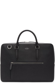 Smythson - Porte-documents à glissière noir Large Grain