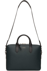Smythson - Porte-documents mince en cuir vert Panama